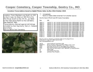 Cooper Cemetery, Cooper Twp., Gentry Co., Missouri