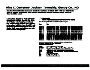 Mize II Cemetery, Jackson Twp., Gentry Co., Missouri