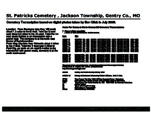 St. Patrick's Cemetery, Jackson Twp., Gentry Co., Missouri